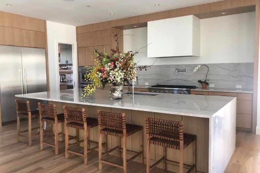 Kitchen island waterfall one side