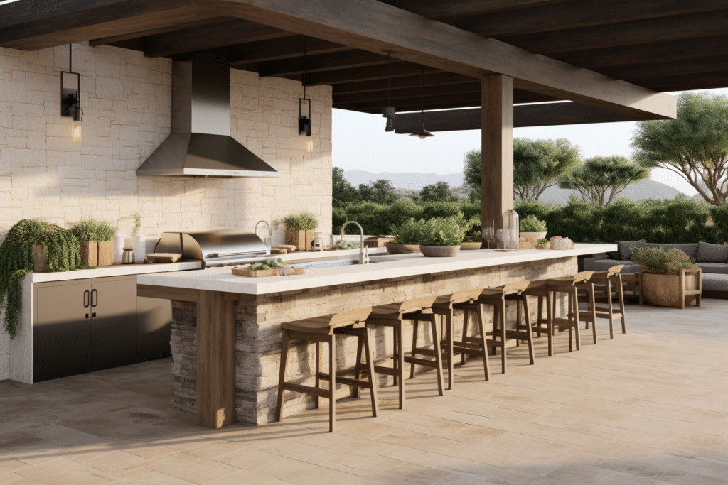 outdoor kitchen with hood