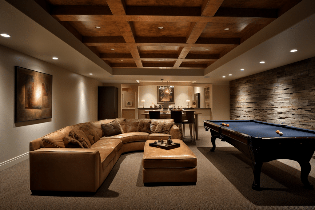 basement with dropped ceiling