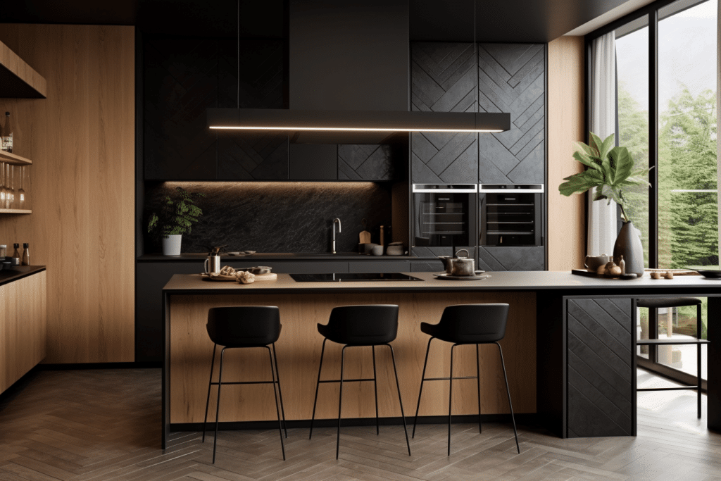 black-modern-kitchen-with-cooktop-on-the-island