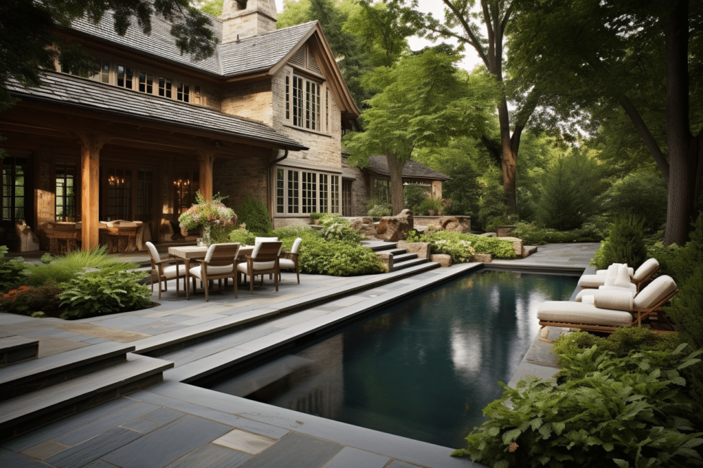 bluestone with pool and steps