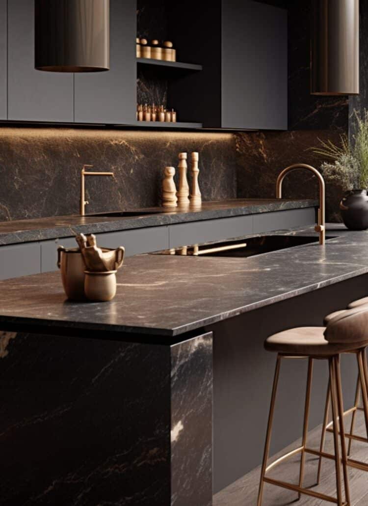 dark marble countertops design