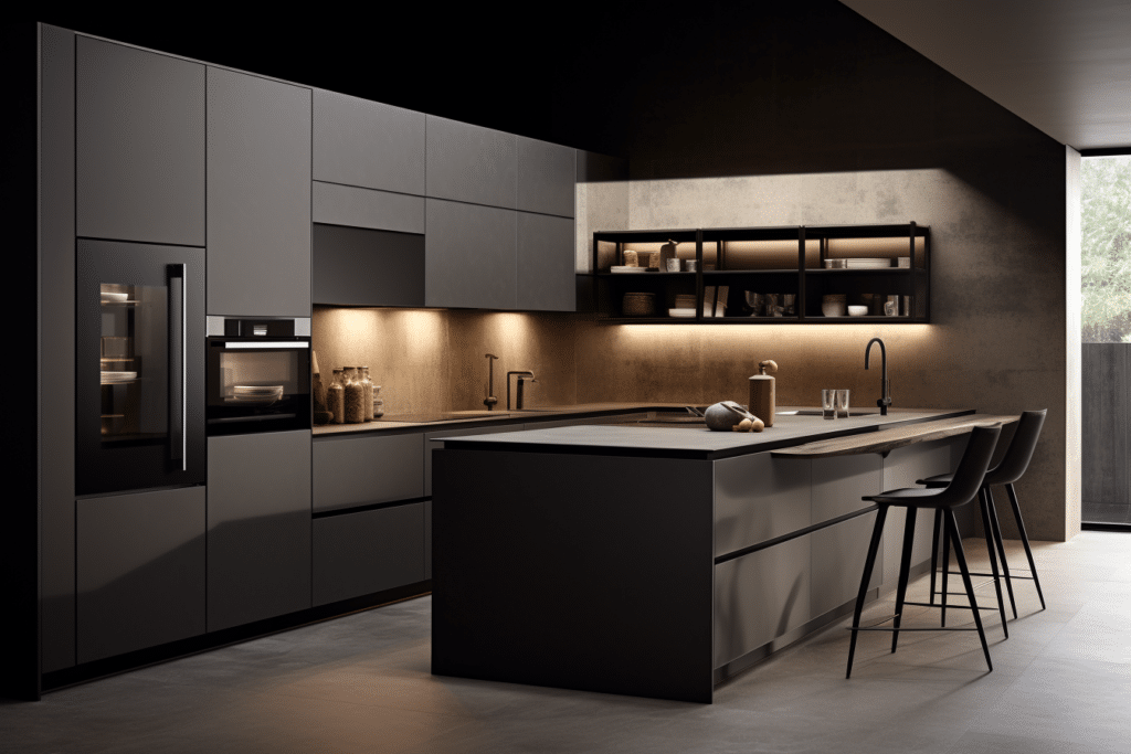 integrated appliances black kitchen