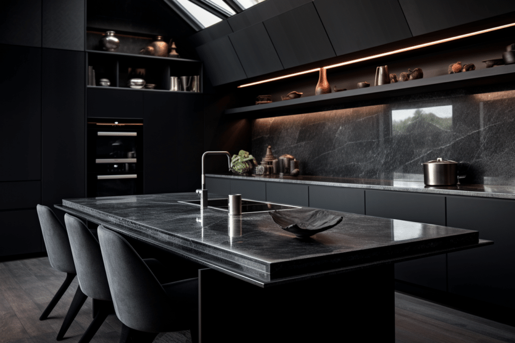 monochrome black kitchen