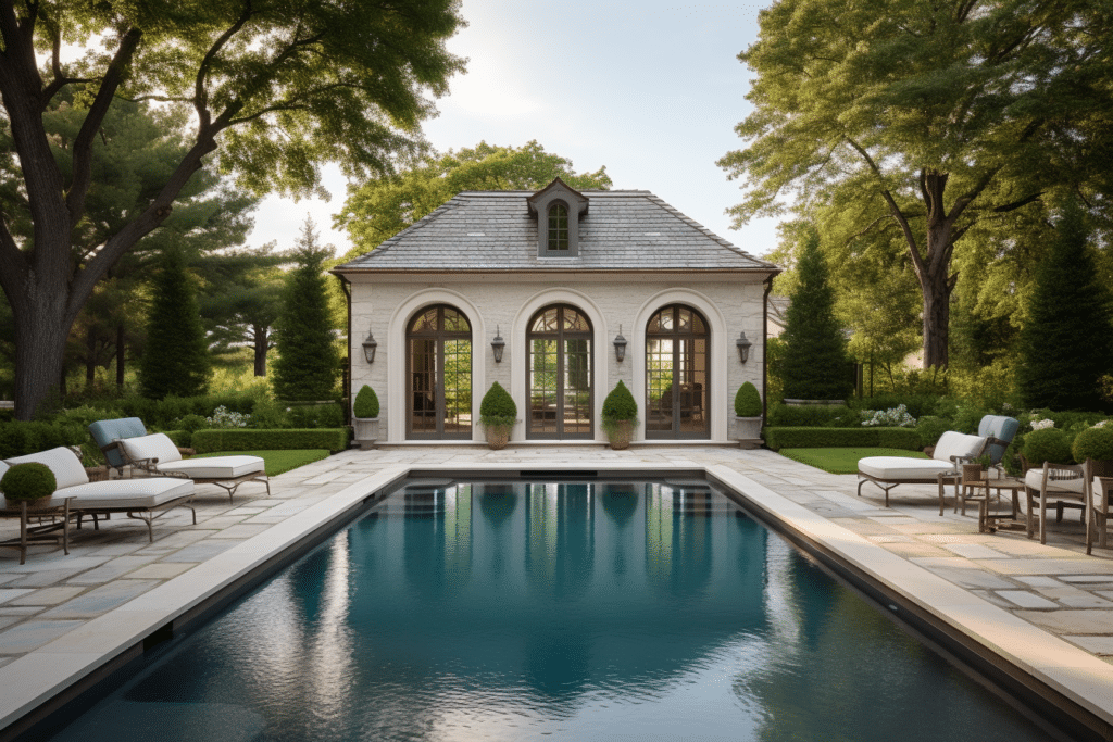 pool with pool house