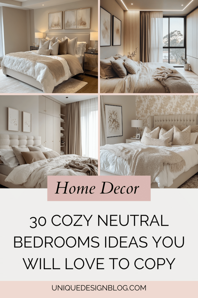 30 Cozy Neutral Bedrooms ideas you will love to copy - Unique Design Blog
