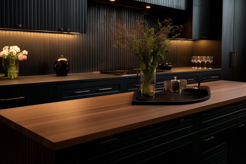 black cabinet with wood