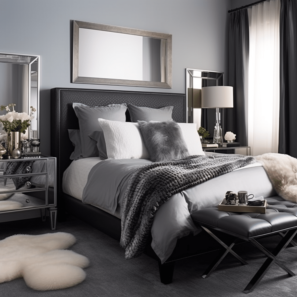 cozy bedroom with grey accents