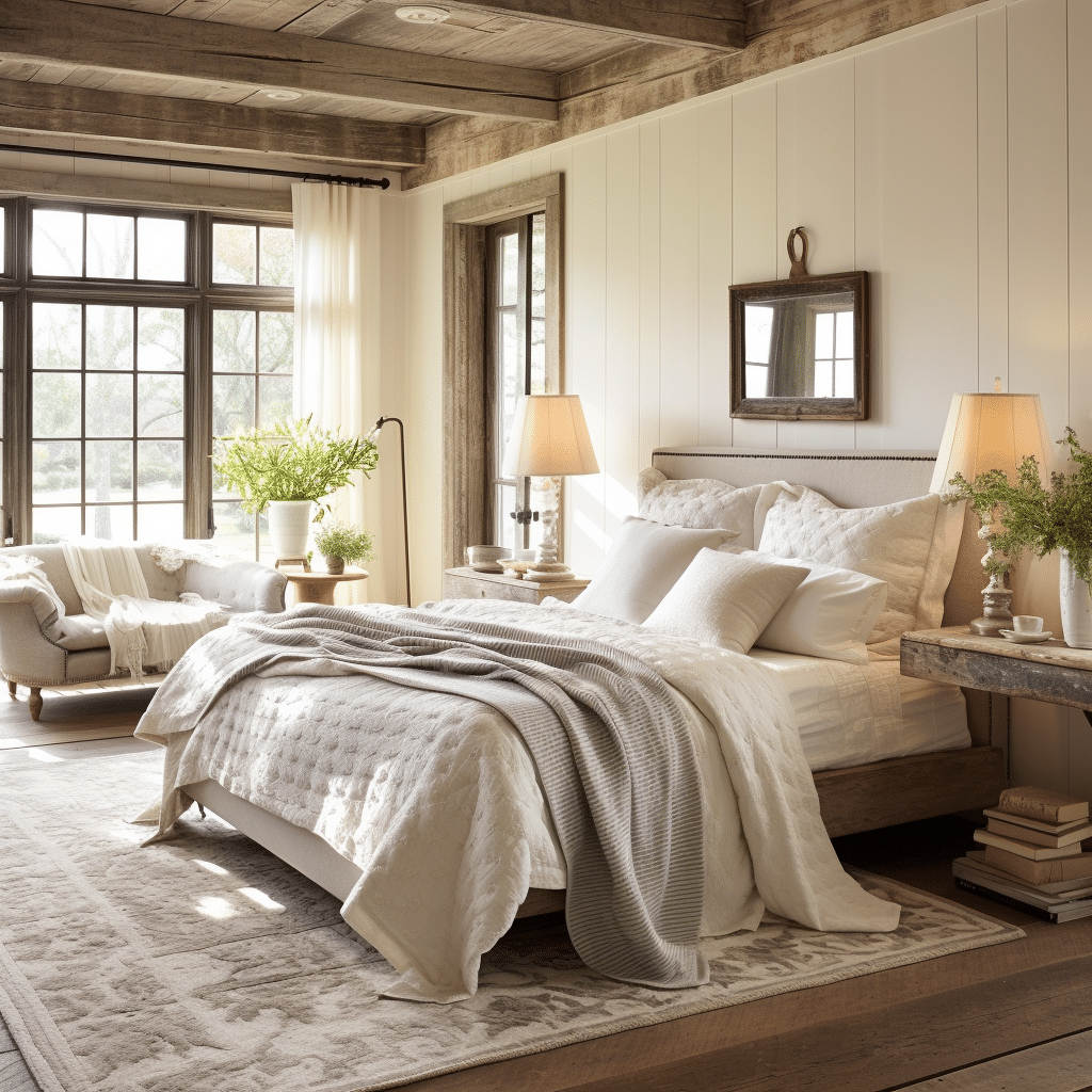 farmhouse cozy neutral bedroom