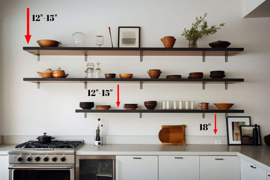 kitchen shelf height from counter