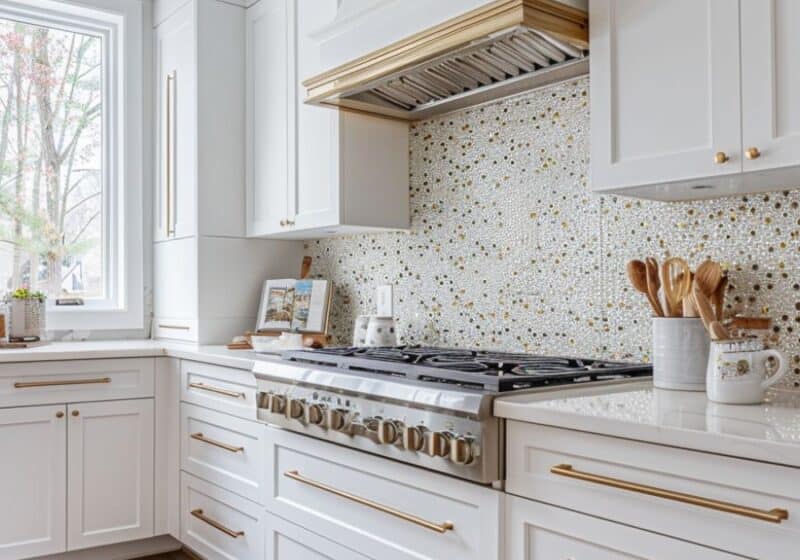 backsplash ideas for white cabinets and white quartz countertops