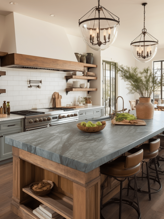 green soapstone kitchen