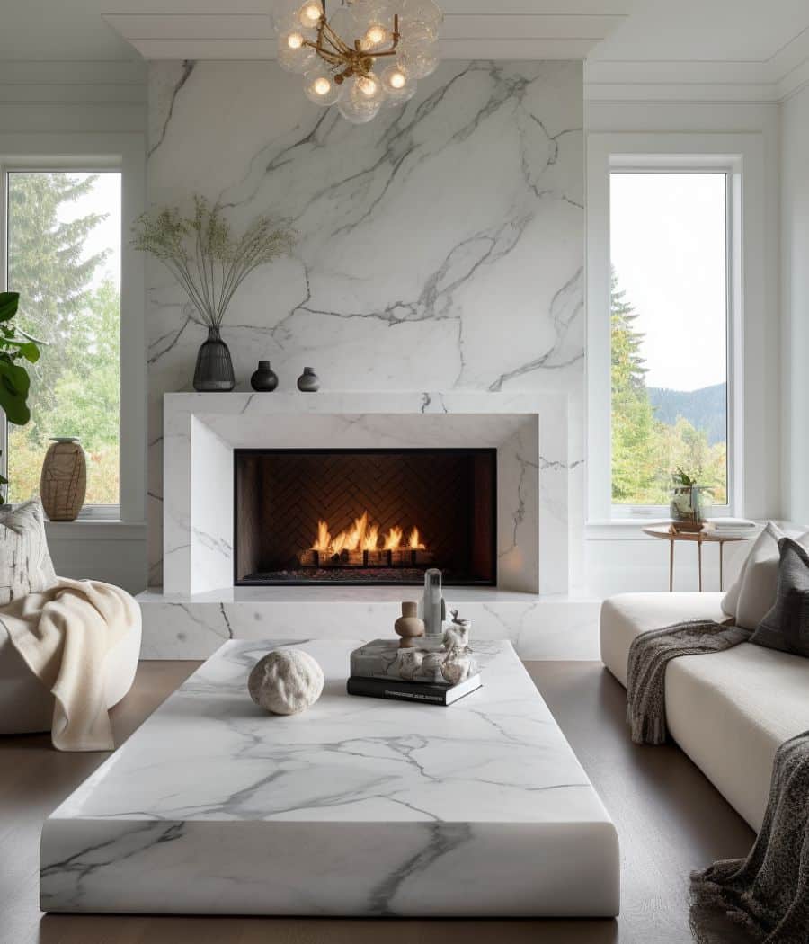 Quartz fireplace hearth & Natural stone design ideas Unique Design Blog