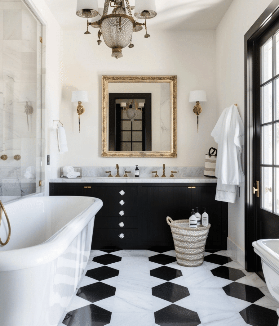 25 JawDropping Black and White Tile bathroom design ideas Unique