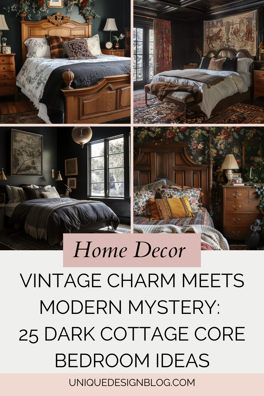 Vintage Charm Meets Modern Mystery: 25 Dark Cottage Core Bedroom Ideas ...