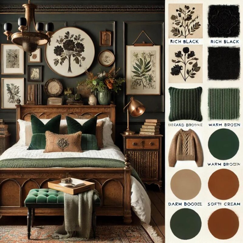 Dark Cottagecore Green Bedroom