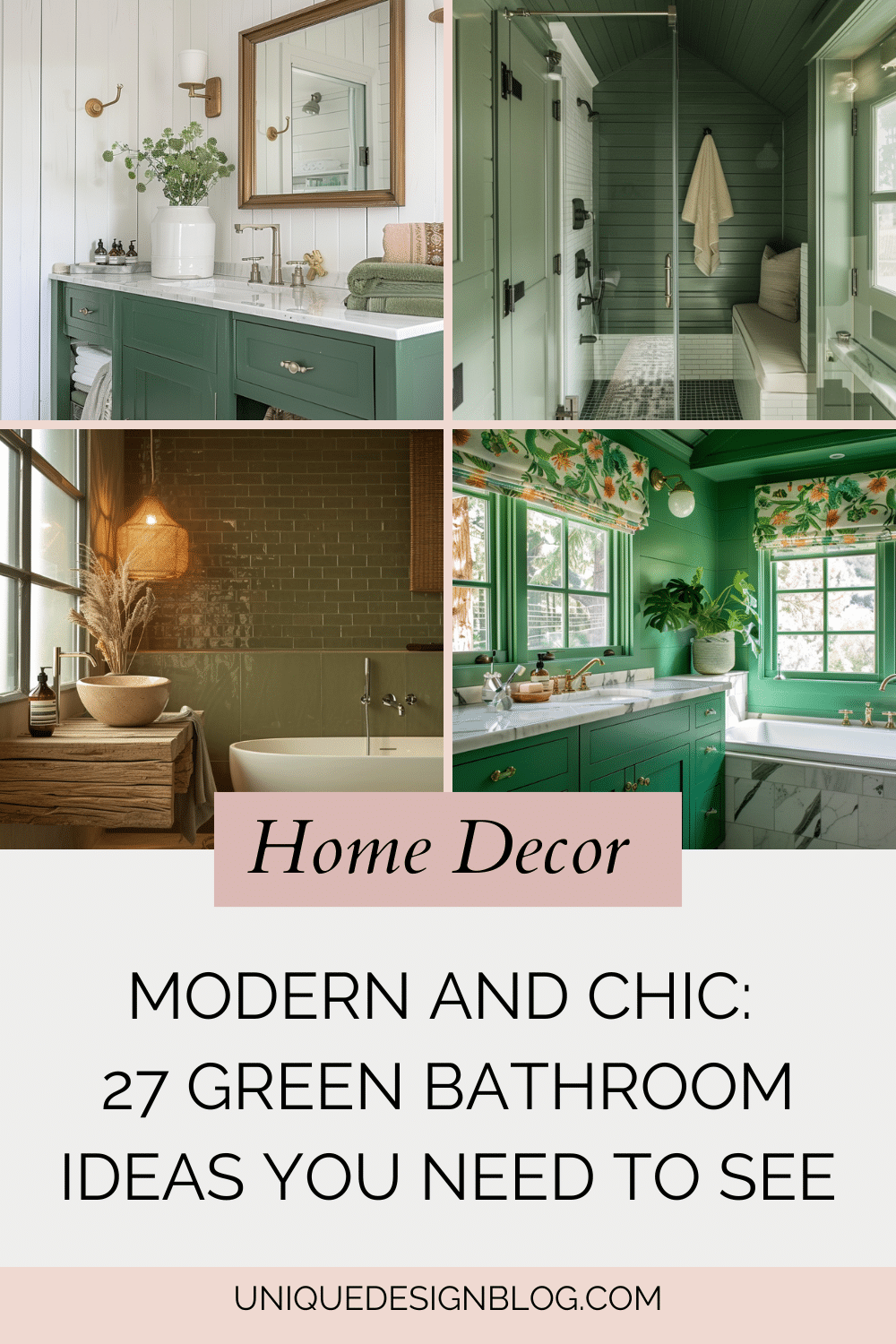 Modern and Chic: 27 Green Bathroom Ideas you need to see - Unique Design Blog