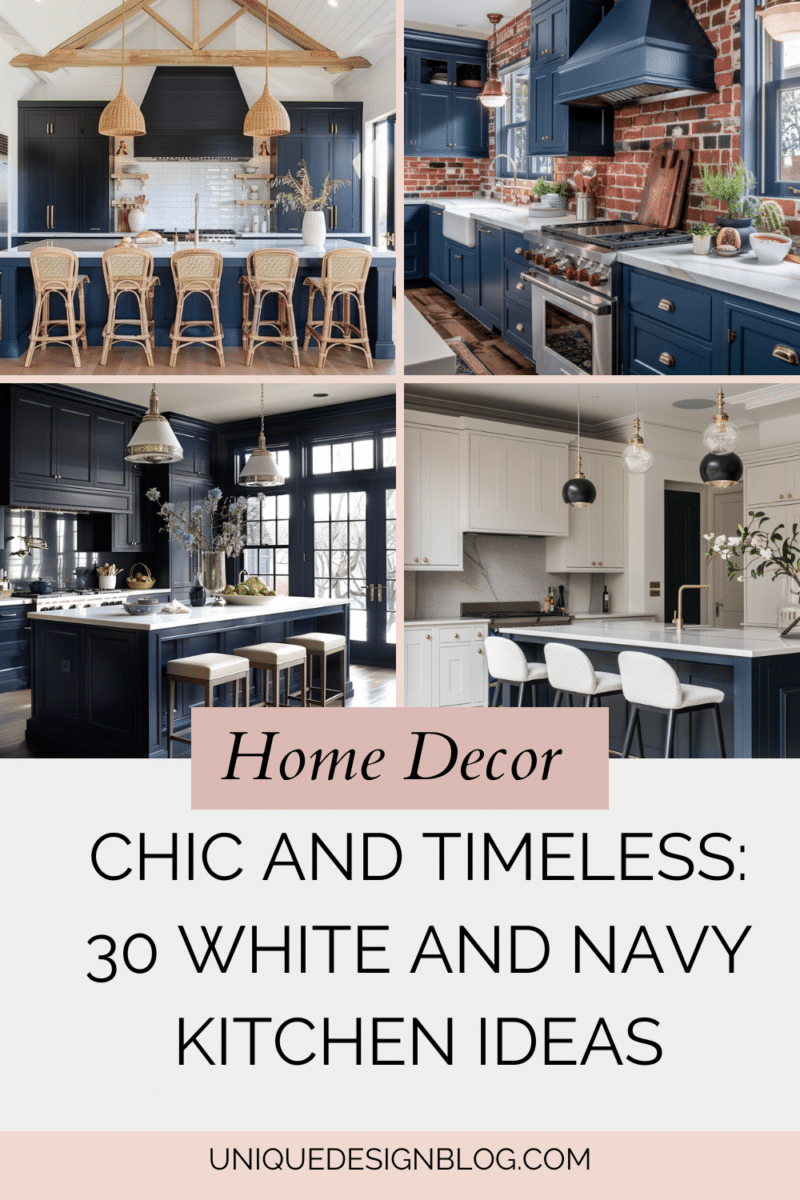 Chic and Timeless: 30 White and Navy Kitchen Ideas - Unique Design Blog