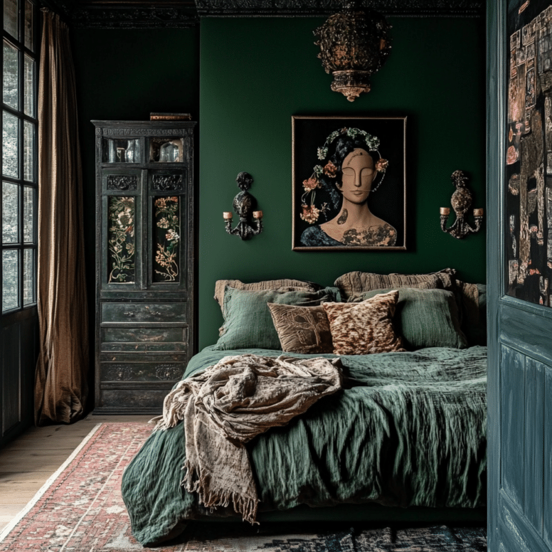 Modern & Moody: 27 Dark Green Bedroom Inspirations - Unique Design Blog