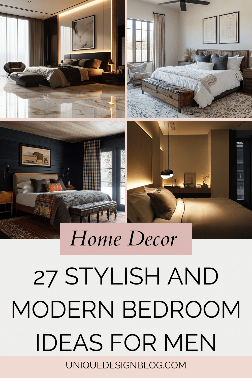 27 Stylish and Modern Bedroom Ideas for Men - Unique Design Blog