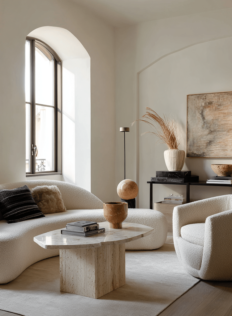 curved sofa in living room