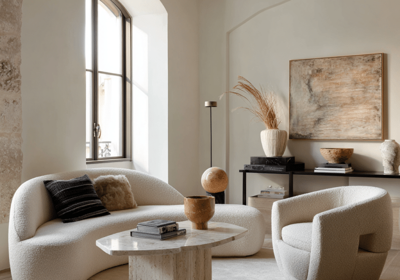 curved sofa in living room