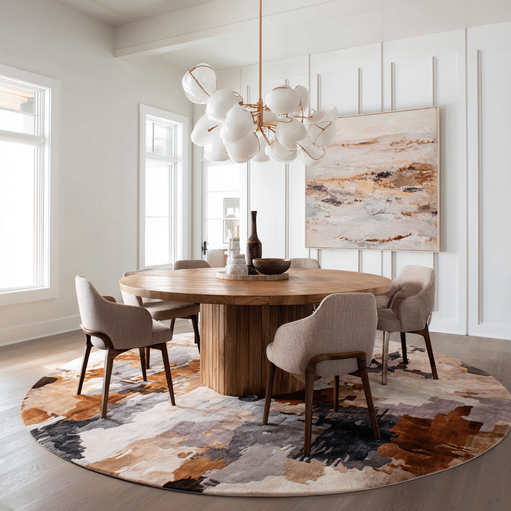 dining table with rug